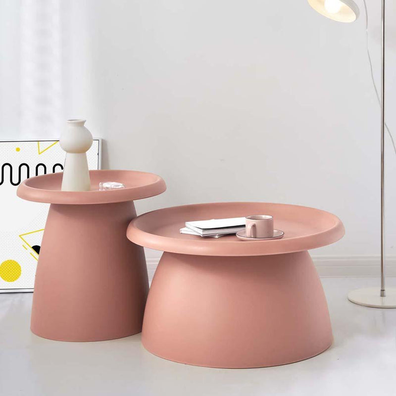 ArtissIn Coffee Table Mushroom Nordic Round Small Side Table 50CM Pink - John Cootes