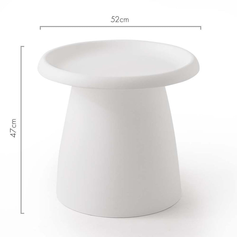 ArtissIn Coffee Table Mushroom Nordic Round Small Side Table 50CM White - John Cootes