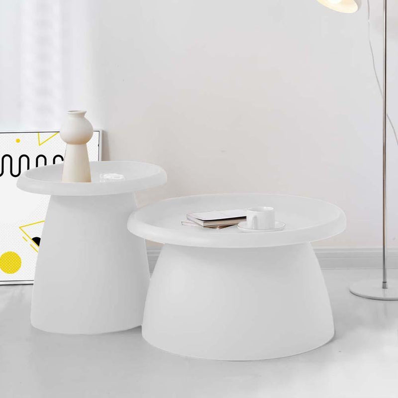 ArtissIn Coffee Table Mushroom Nordic Round Small Side Table 50CM White - John Cootes