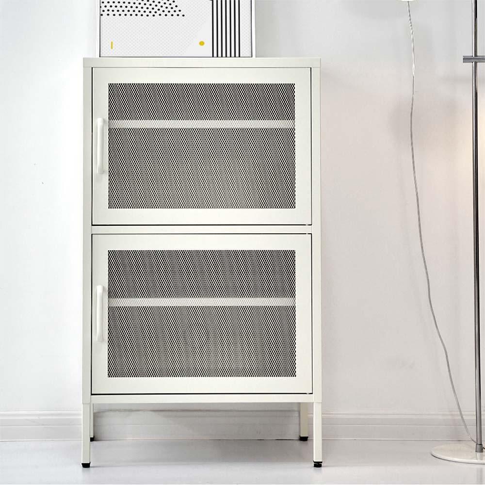 ArtissIn Double Mesh Door Storage Cabinet Organizer Bedroom White - John Cootes