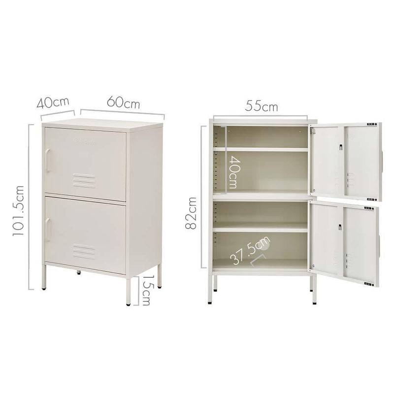 ArtissIn Double Storage Cabinet Shelf Organizer Bedroom White - John Cootes