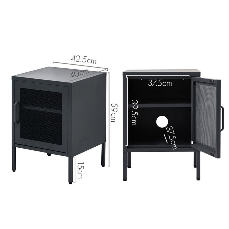ArtissIn Mini Mesh Door Storage Cabinet Organizer Bedside Table Black - John Cootes