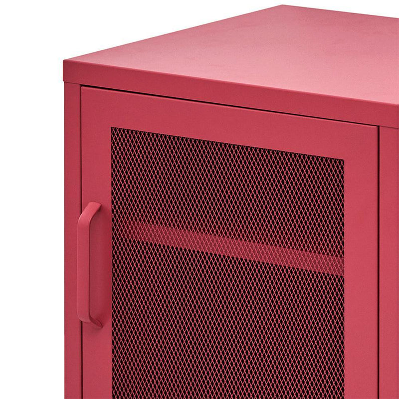 ArtissIn Mini Mesh Door Storage Cabinet Organizer Bedside Table Pink - John Cootes