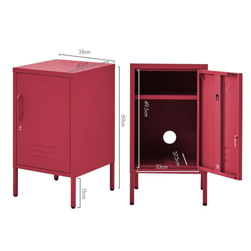 ArtissIn Mini Metal Locker Storage Shelf Organizer Cabinet Bedroom Pink - John Cootes