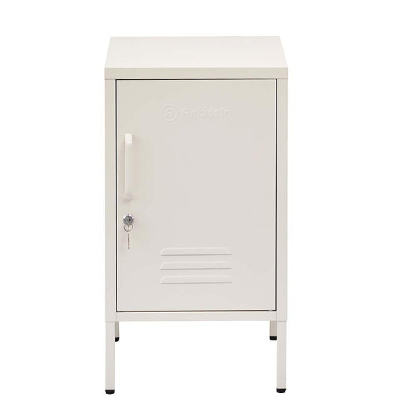 ArtissIn Mini Metal Locker Storage Shelf Organizer Cabinet Bedroom White - John Cootes