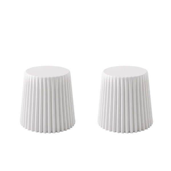ArtissIn Set of 2 Cupcake Stool Plastic Stacking Stools Chair Outdoor Indoor White - John Cootes