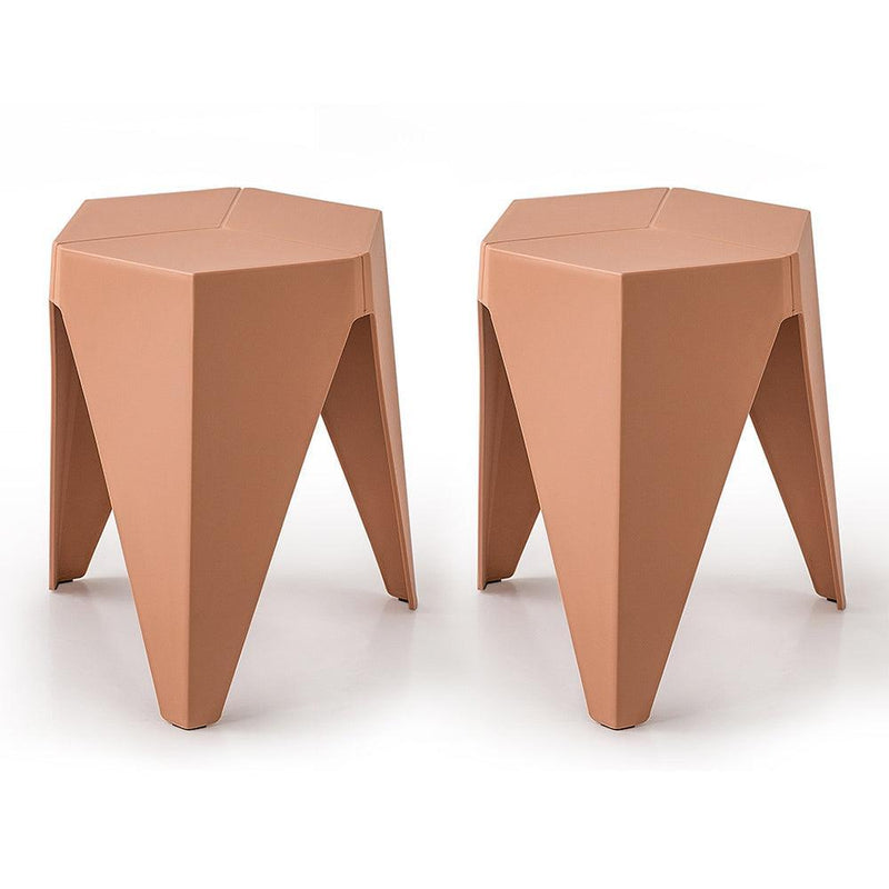 ArtissIn Set of 2 Puzzle Stool Plastic Stacking Stools Chair Outdoor Indoor Pink - John Cootes