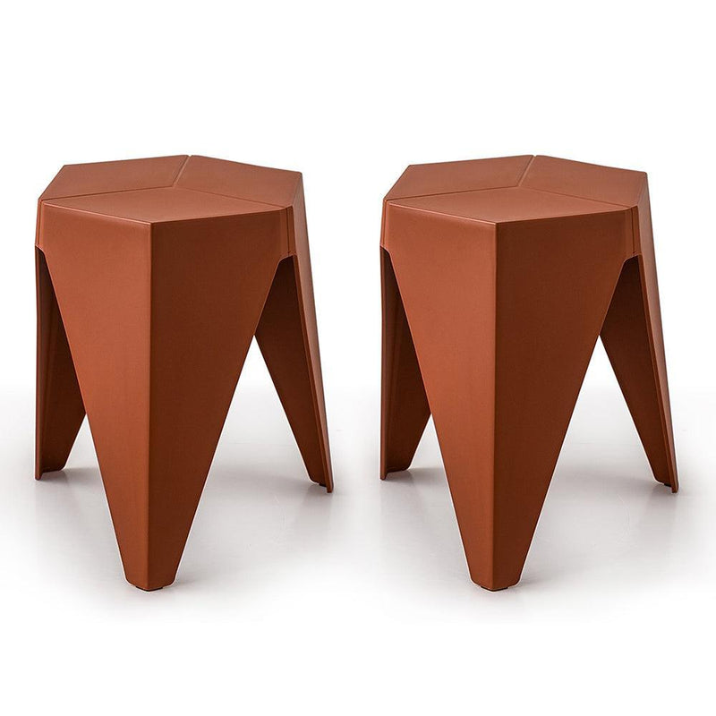 ArtissIn Set of 2 Puzzle Stool Plastic Stacking Stools Chair Outdoor Indoor Red - John Cootes