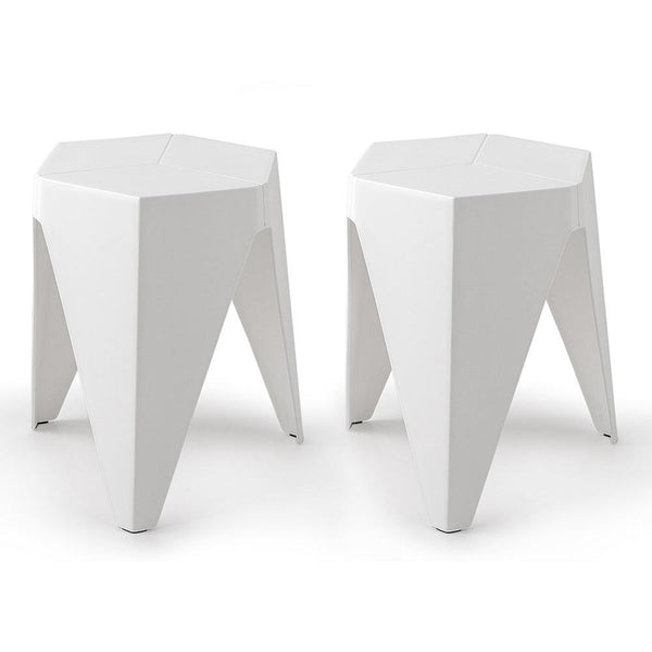 ArtissIn Set of 2 Puzzle Stool Plastic Stacking Stools Chair Outdoor Indoor White - John Cootes