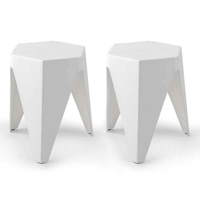 ArtissIn Set of 2 Puzzle Stool Plastic Stacking Stools Chair Outdoor Indoor White - John Cootes