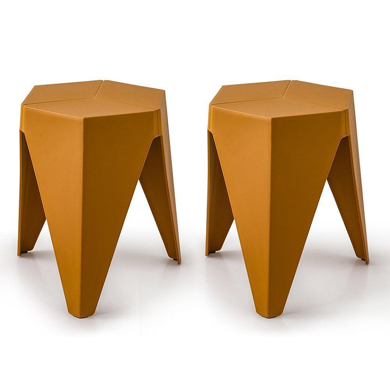 ArtissIn Set of 2 Puzzle Stool Plastic Stacking Stools Chair Outdoor Indoor Yellow - John Cootes