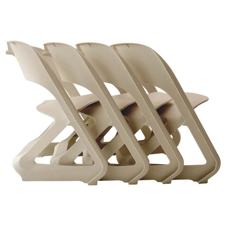 ArtissIn Set of 4 Dining Chairs Office Cafe Lounge Seat Stackable Plastic Leisure Chairs Beige - John Cootes