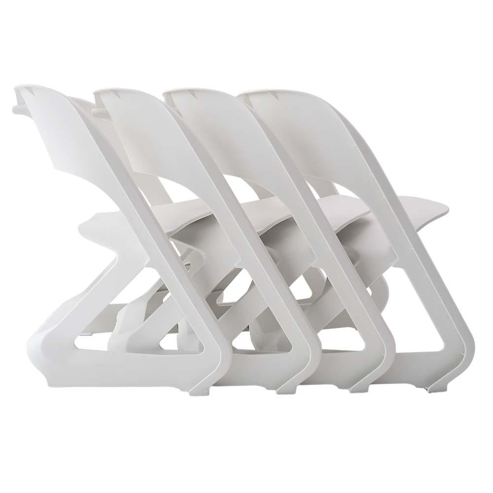 ArtissIn Set of 4 Dining Chairs Office Cafe Lounge Seat Stackable Plastic Leisure Chairs White - John Cootes