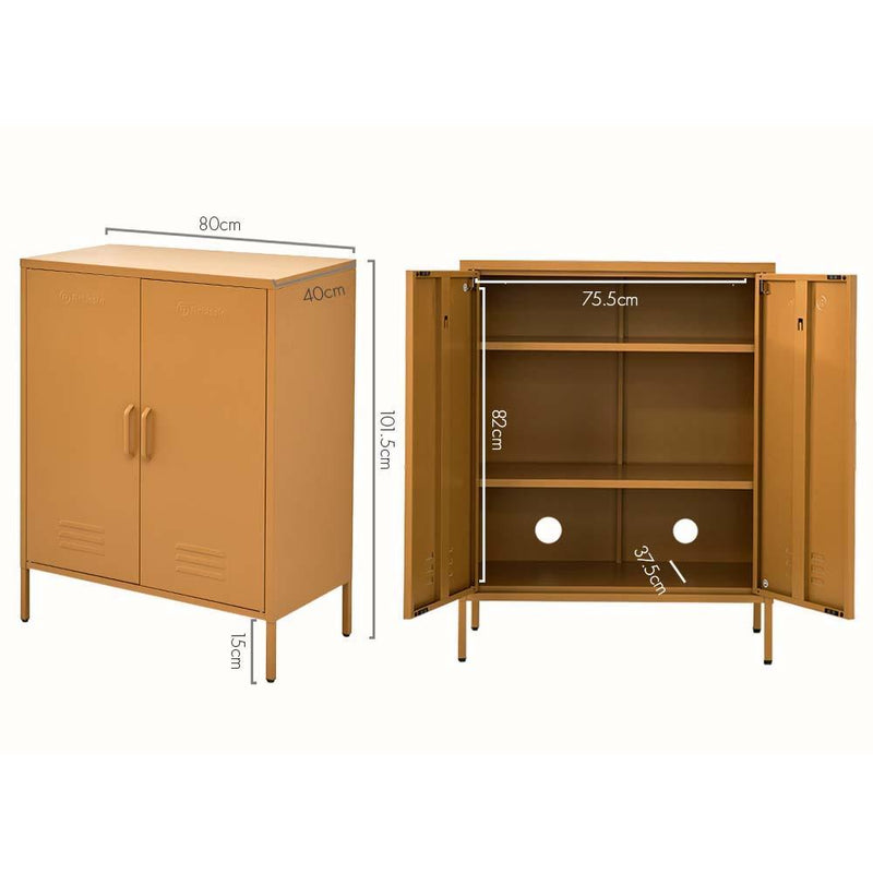 ArtissIn Sweetheart Metal Locker Storage Shelf Organizer Cabinet Buffet Sideboard Yellow - John Cootes