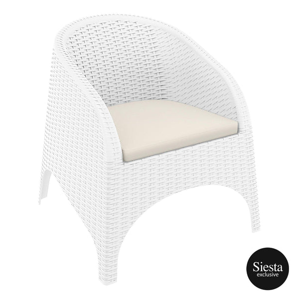 Aruba Armchair - White with Beige Cushion - John Cootes