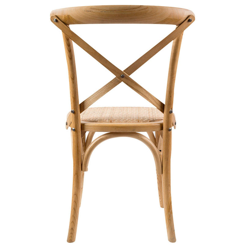 Aster Crossback Dining Chair Set of 2 Solid Birch Timber Wood Ratan Seat - Oak - John Cootes