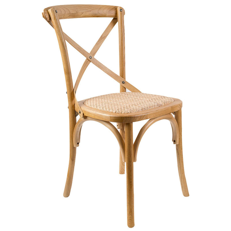 Aster Crossback Dining Chair Set of 6 Solid Birch Timber Wood Ratan Seat - Oak - John Cootes