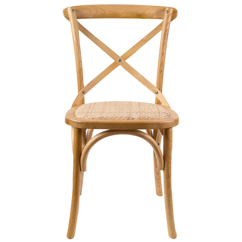 Aster Crossback Dining Chair Set of 6 Solid Birch Timber Wood Ratan Seat - Oak - John Cootes