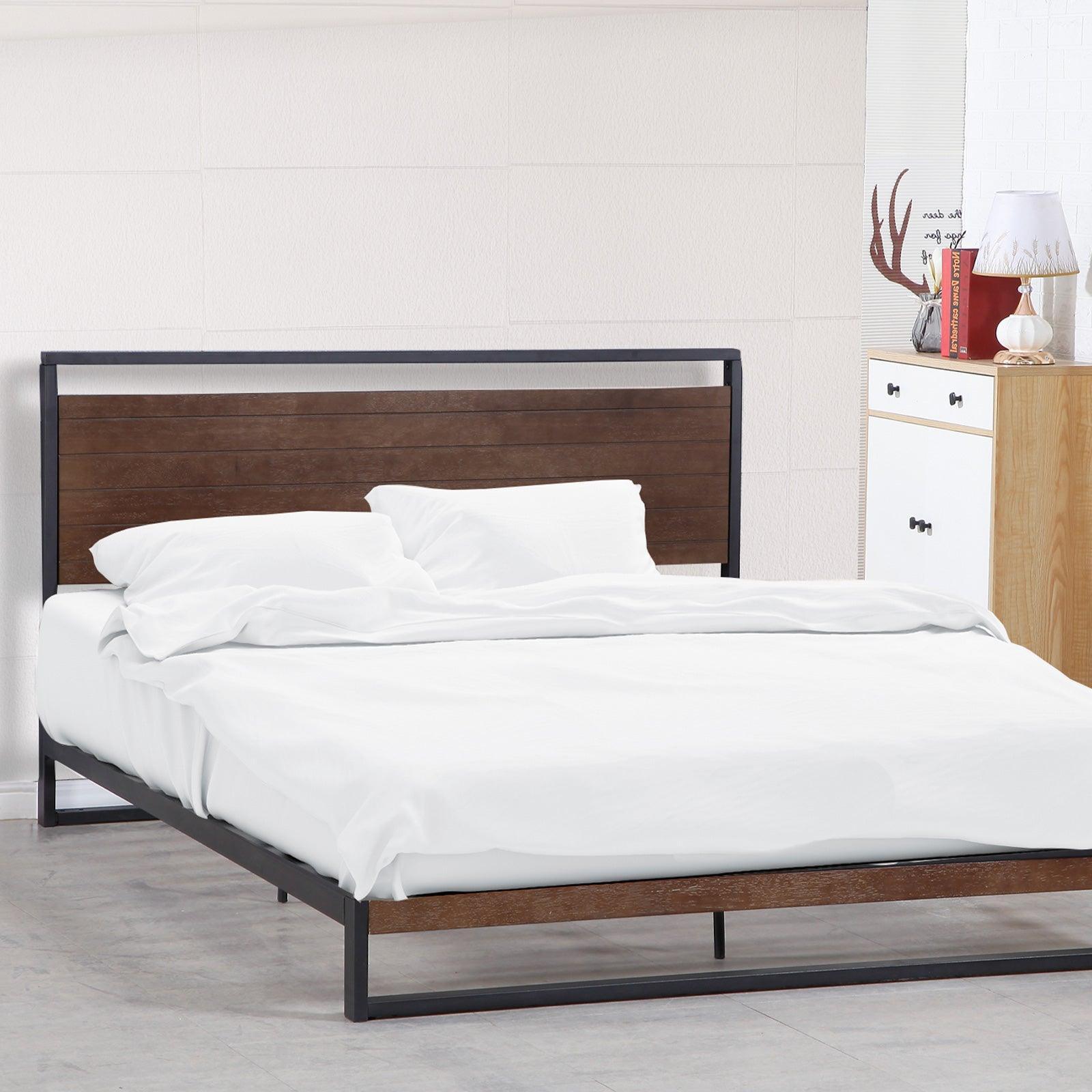 Azure Wood Bed Frame With Comforpedic Mattress Package Deal Bedroom Set - Queen - White Brown - John Cootes