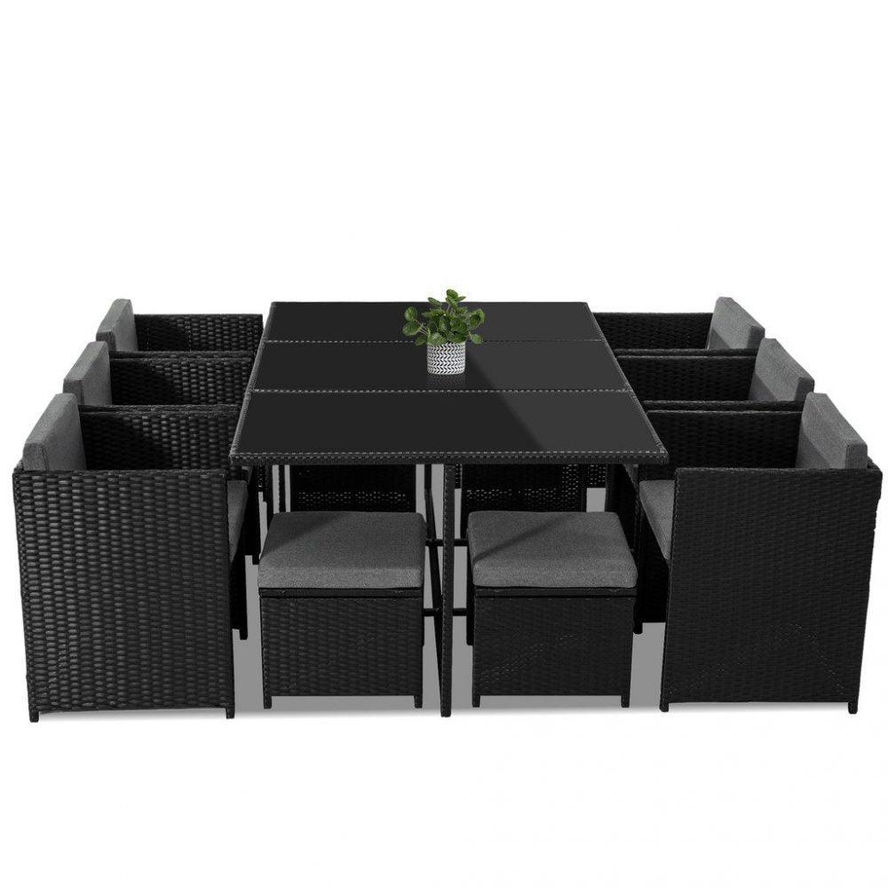 Bali 11 Piece Outdoor Dining Set &#8211; Black - John Cootes