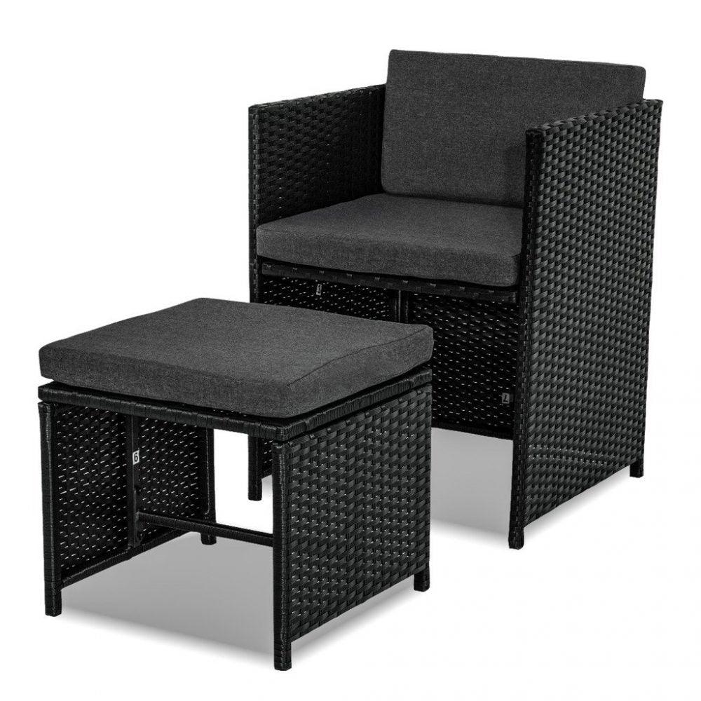 Bali 11 Piece Outdoor Dining Set &#8211; Black - John Cootes