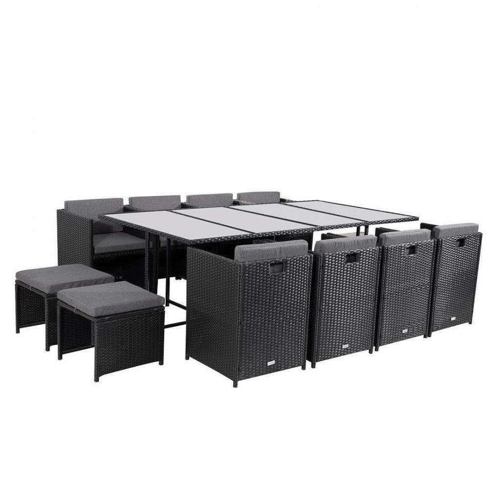 Bali 13PC Outdoor Dining Set &#8211; Black - John Cootes