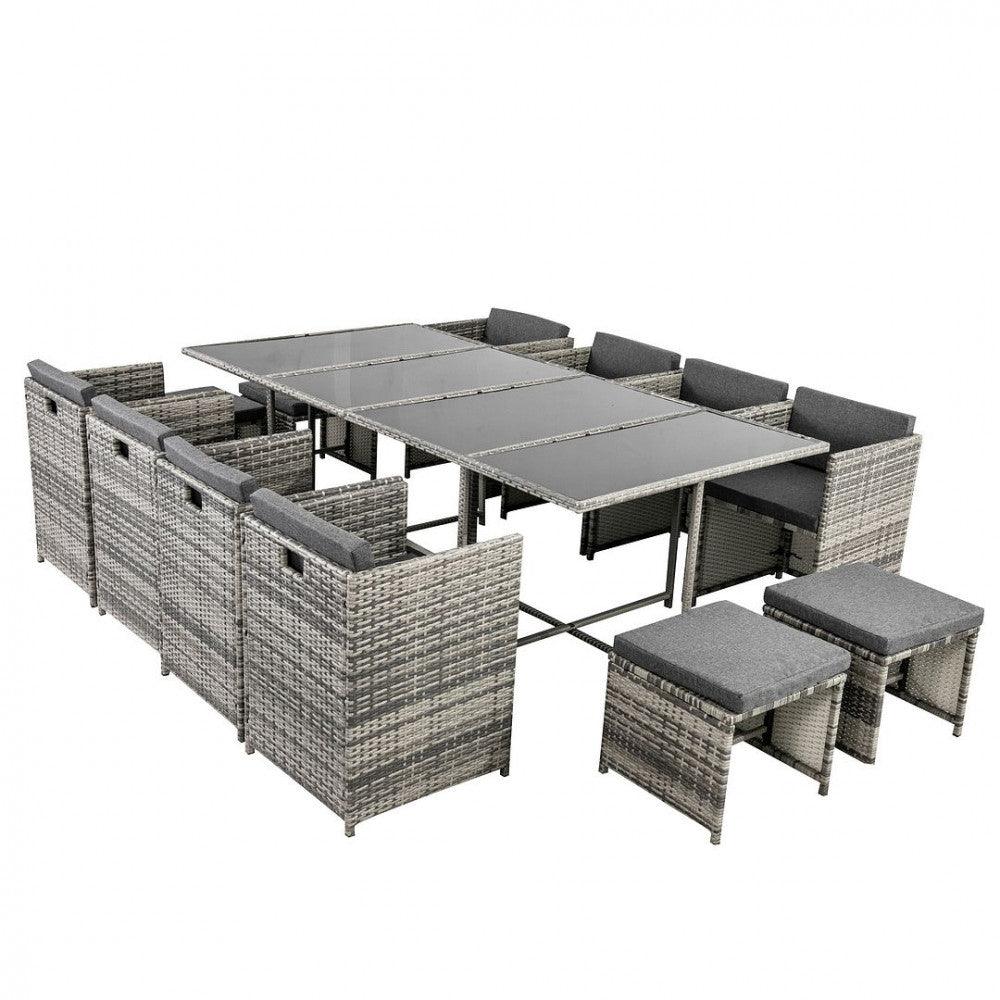 Bali 13PC Outdoor Dining Set &#8211; Grey - John Cootes