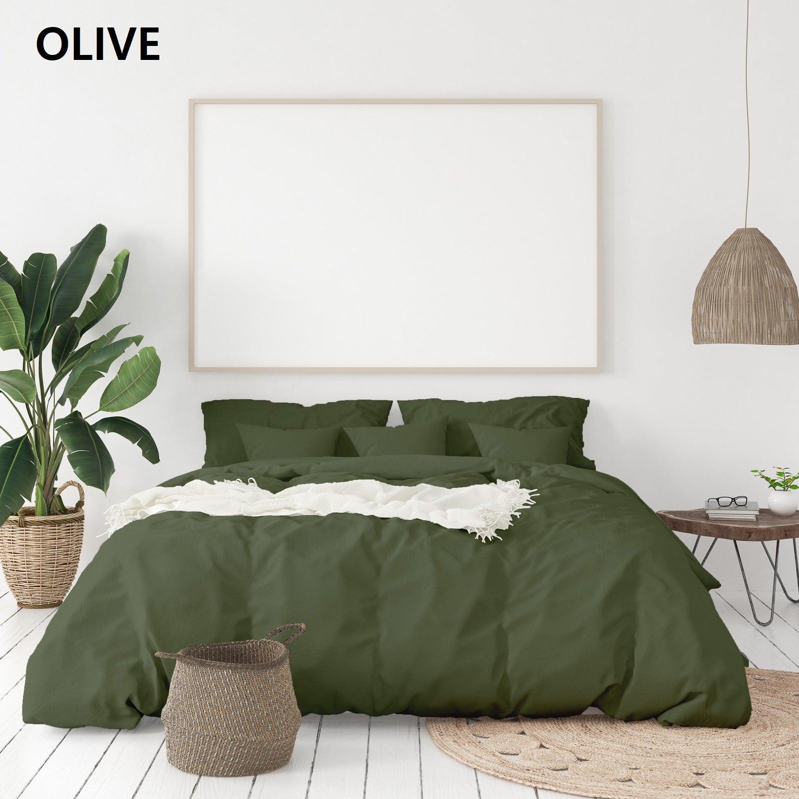 Balmain 1000 Thread Count Hotel Grade Bamboo Cotton Quilt Cover Pillowcases Set - King - Olive - John Cootes