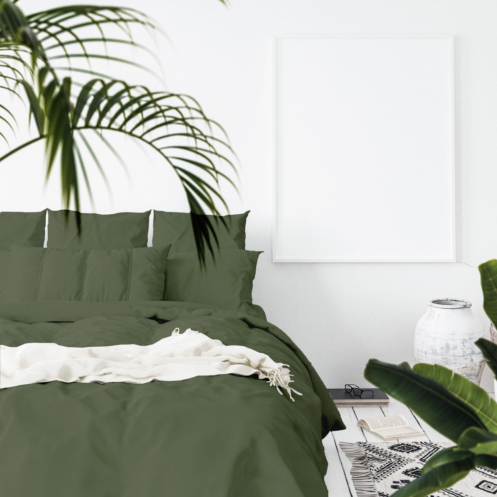 Balmain 1000 Thread Count Hotel Grade Bamboo Cotton Quilt Cover Pillowcases Set - King - Olive - John Cootes