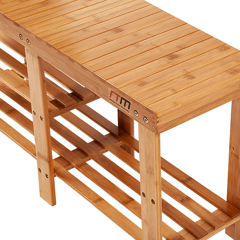 Bamboo Shoe Rack Wooden Bench Storage Organiser Cabinet Holder Stool - John Cootes