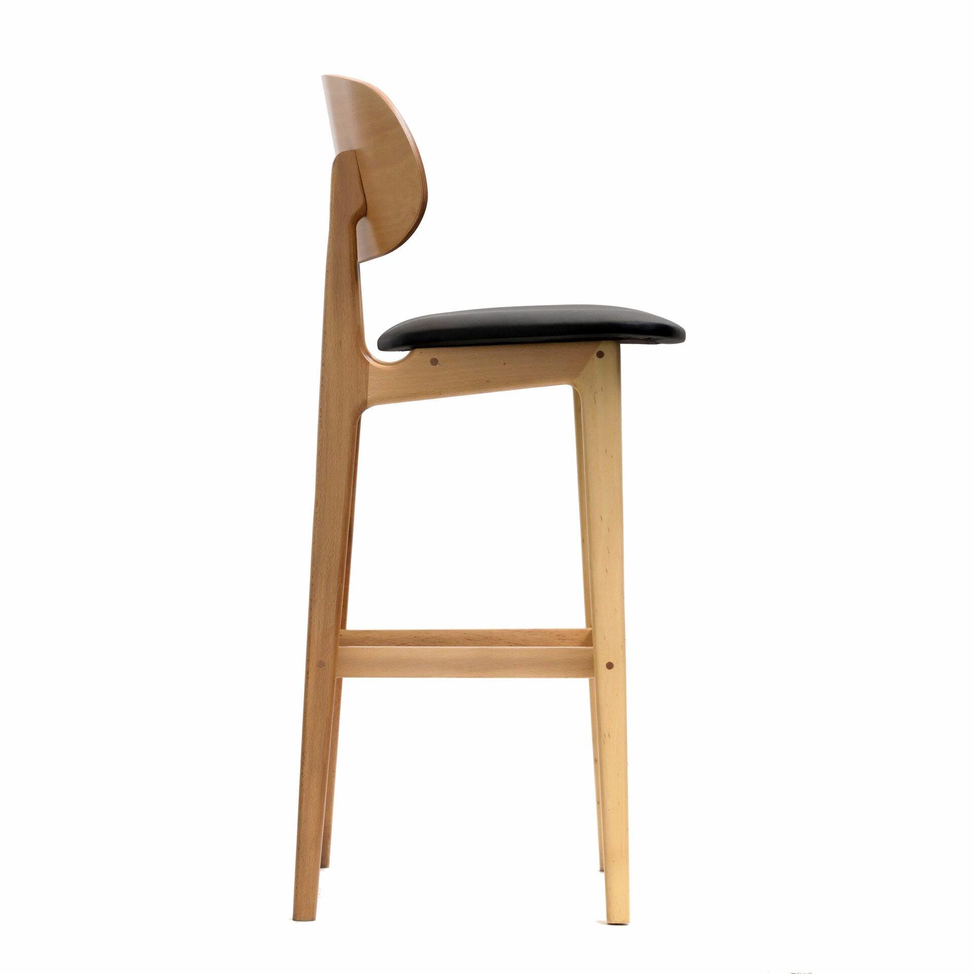 Ban Barstool - Black Dolaro Vinyl Seat - Trojan Oak Frame - John Cootes