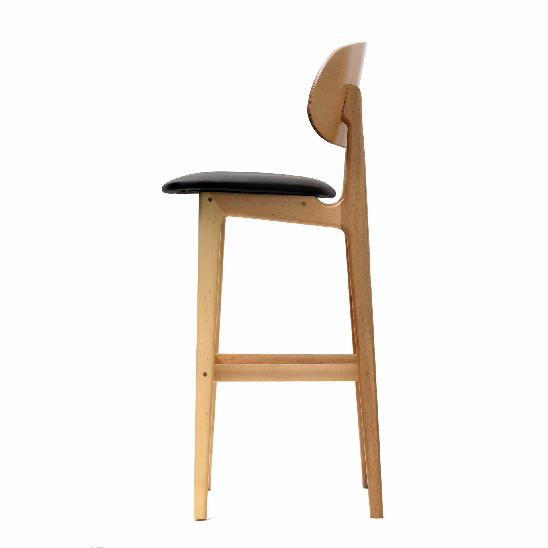 Ban Barstool - Black Dolaro Vinyl Seat - Trojan Oak Frame - John Cootes