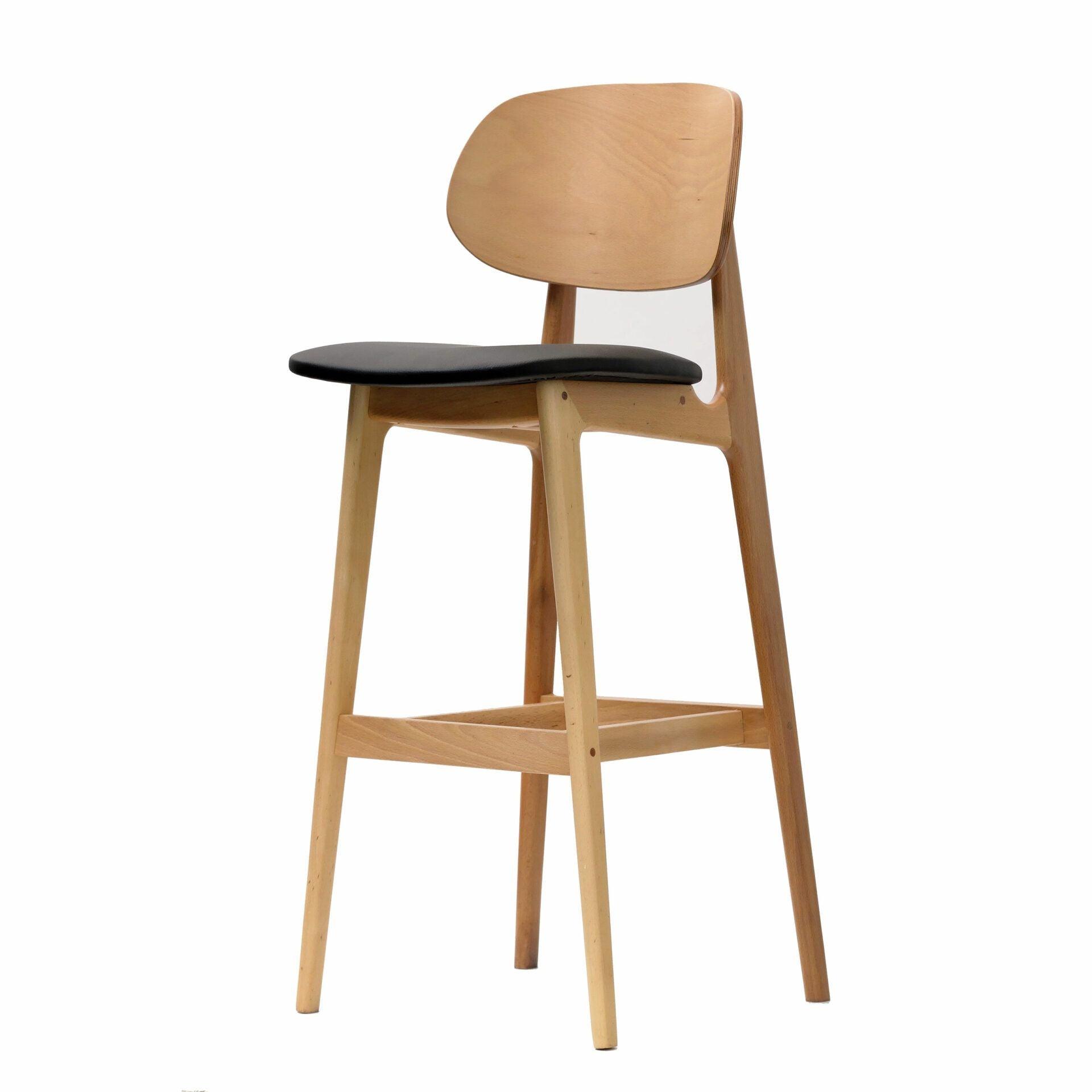 Ban Barstool - Black Dolaro Vinyl Seat - Trojan Oak Frame - John Cootes