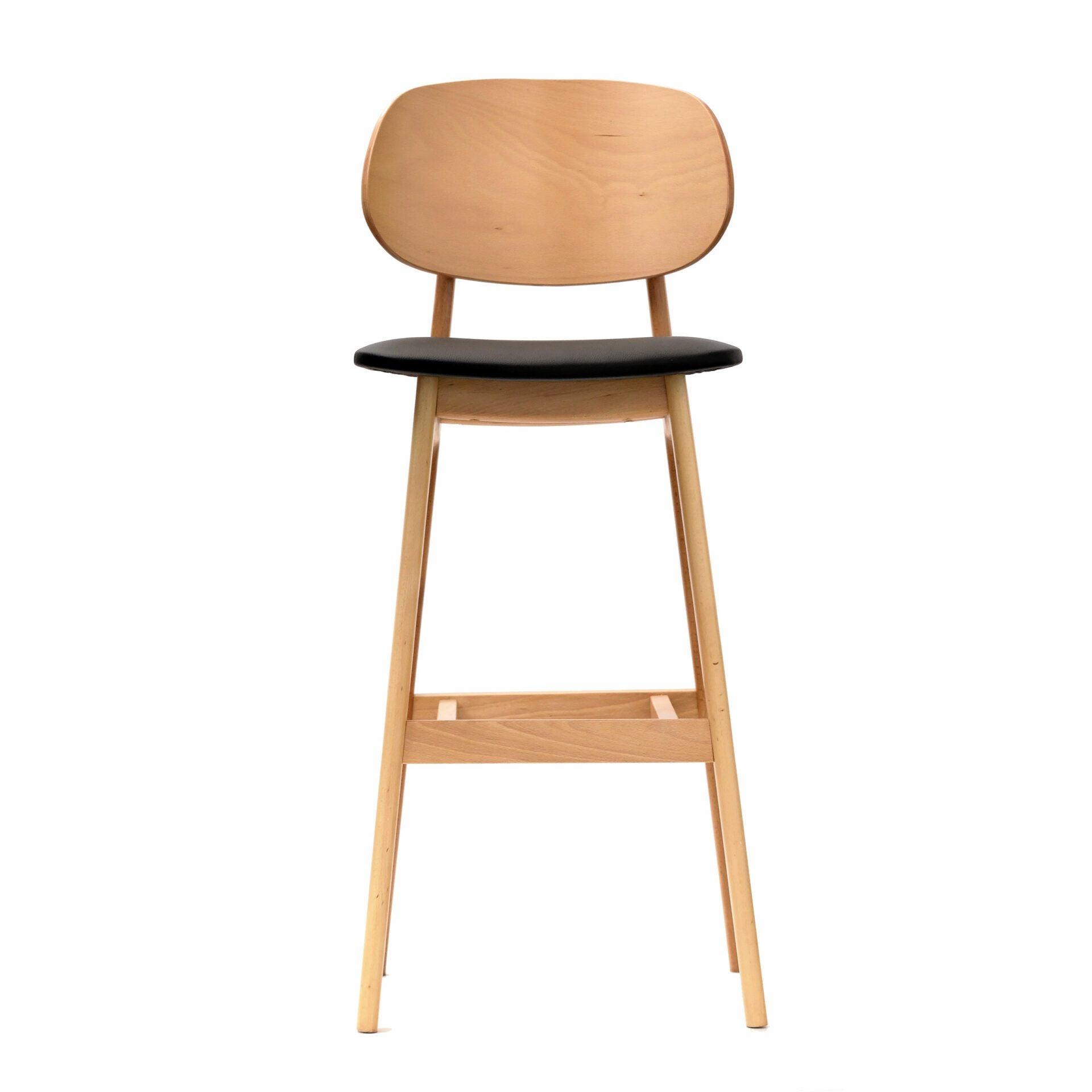 Ban Barstool - Black Dolaro Vinyl Seat - Trojan Oak Frame - John Cootes