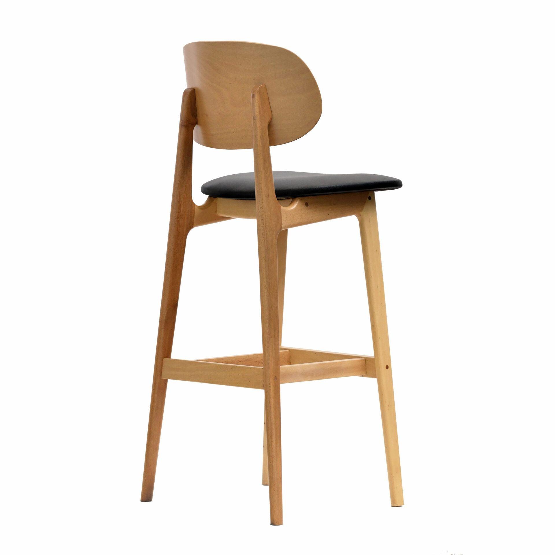 Ban Barstool - Black Dolaro Vinyl Seat - Trojan Oak Frame - John Cootes