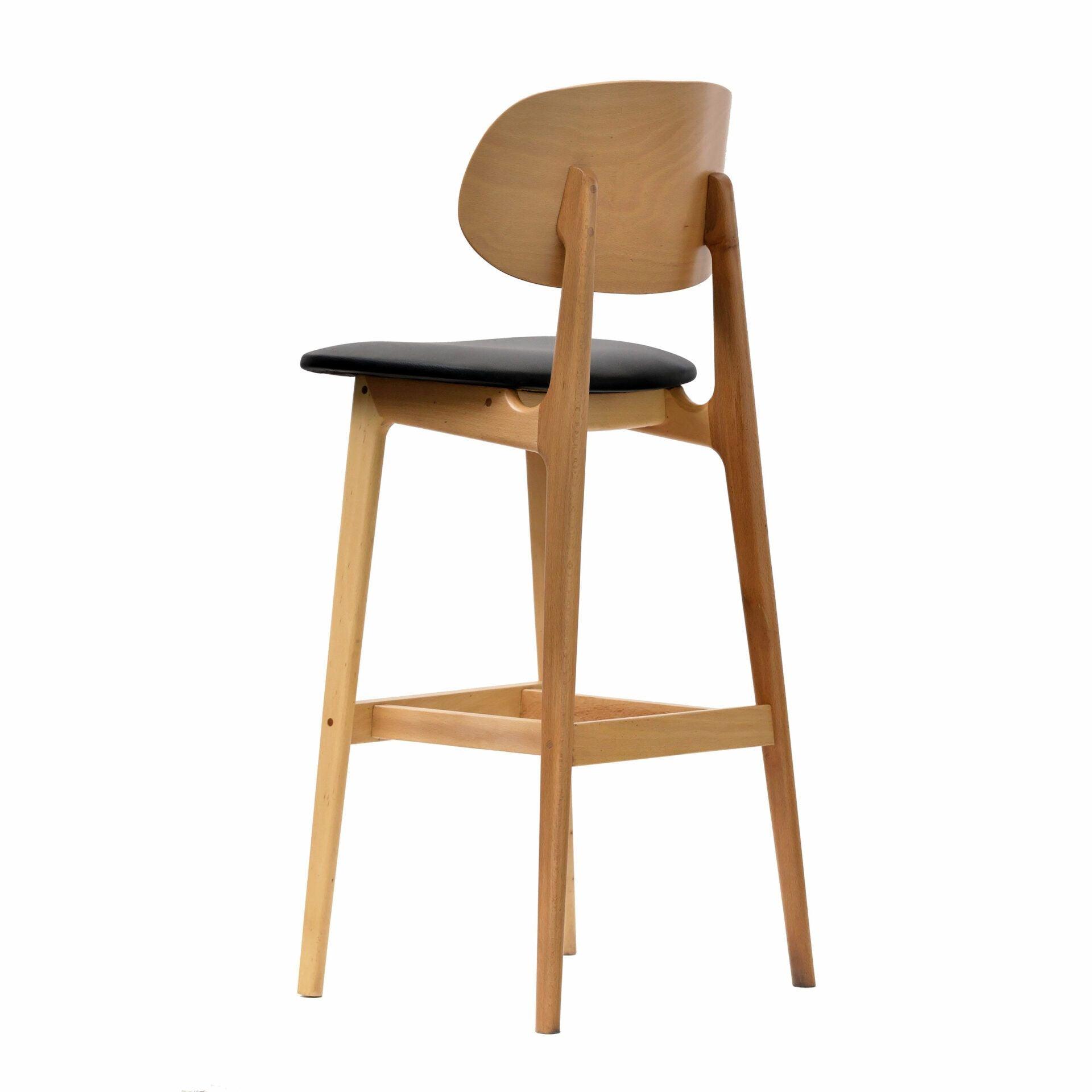 Ban Barstool - Black Dolaro Vinyl Seat - Trojan Oak Frame - John Cootes