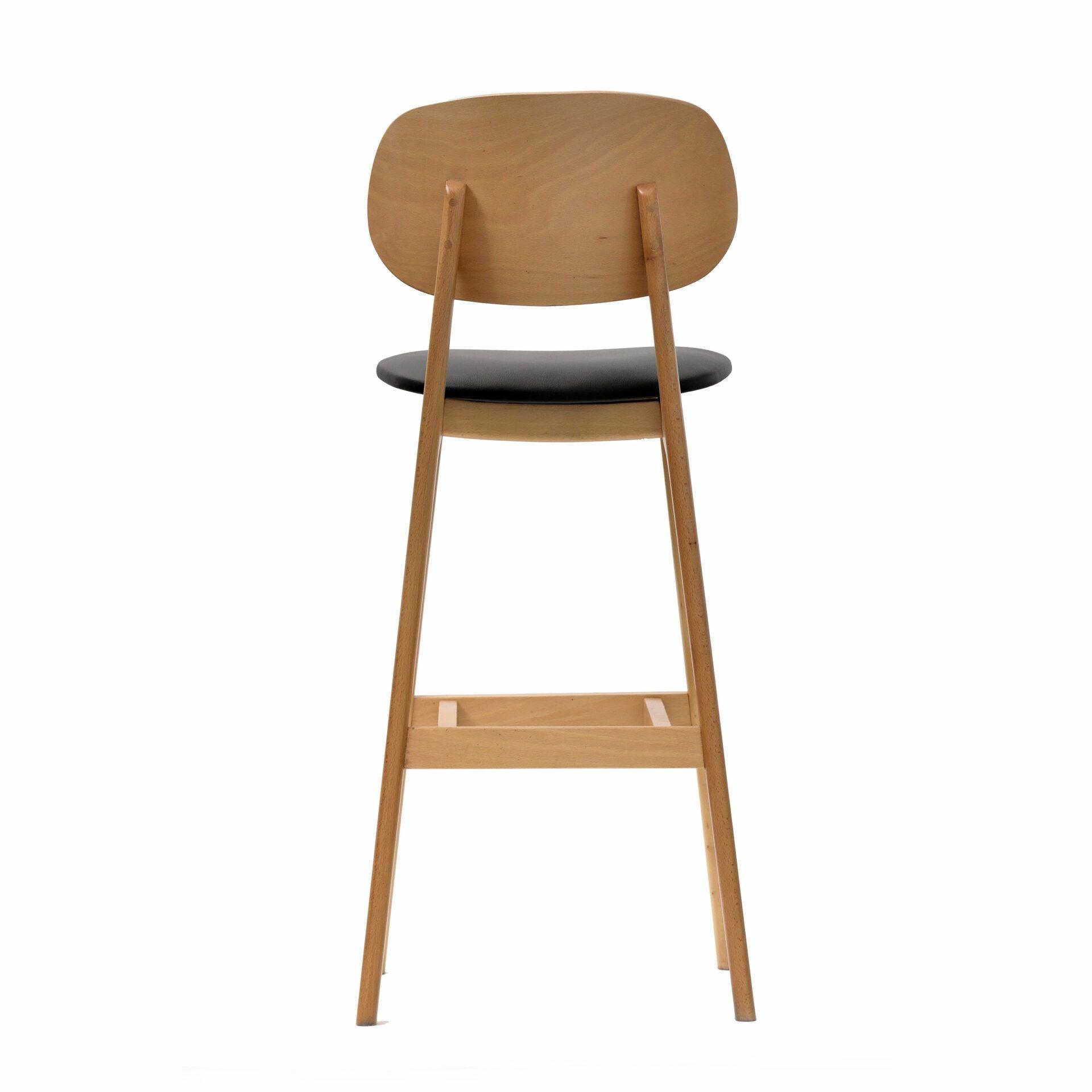 Ban Barstool - Black Dolaro Vinyl Seat - Trojan Oak Frame - John Cootes