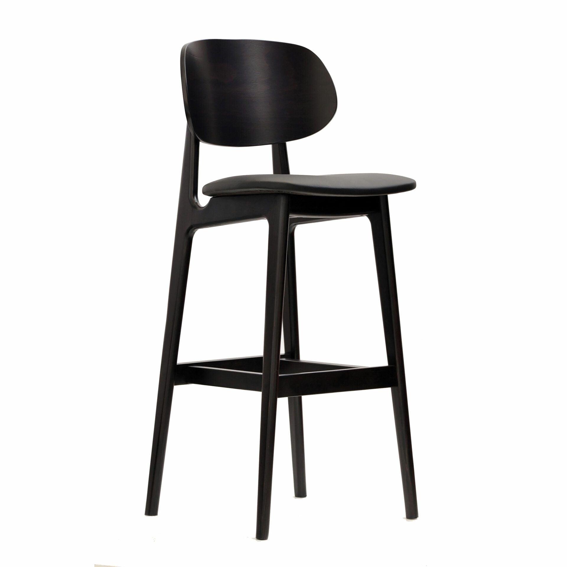 Ban Barstool - Black Dolaro Vinyl Seat - Wenge H Frame - John Cootes