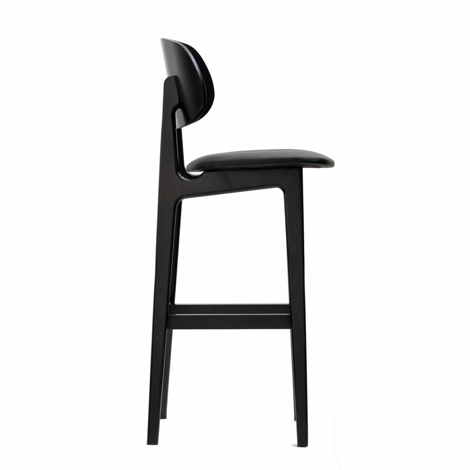 Ban Barstool - Black Dolaro Vinyl Seat - Wenge H Frame - John Cootes