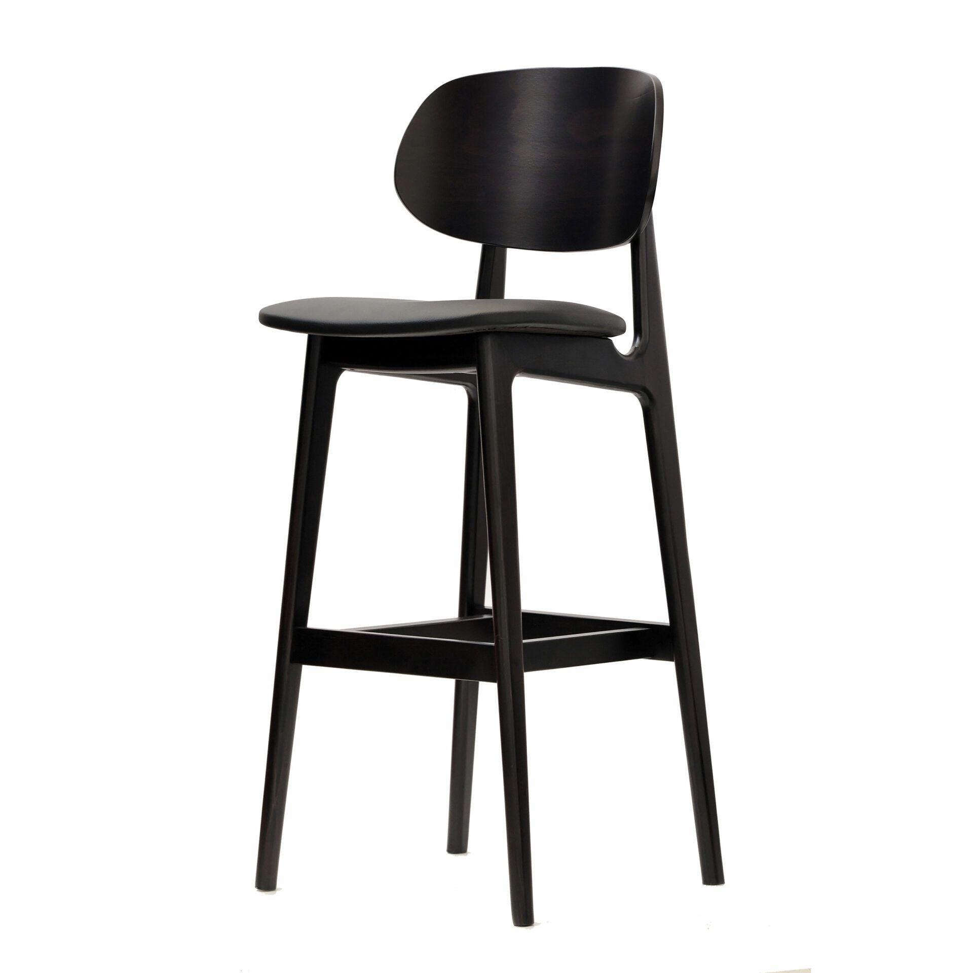 Ban Barstool - Black Dolaro Vinyl Seat - Wenge H Frame - John Cootes