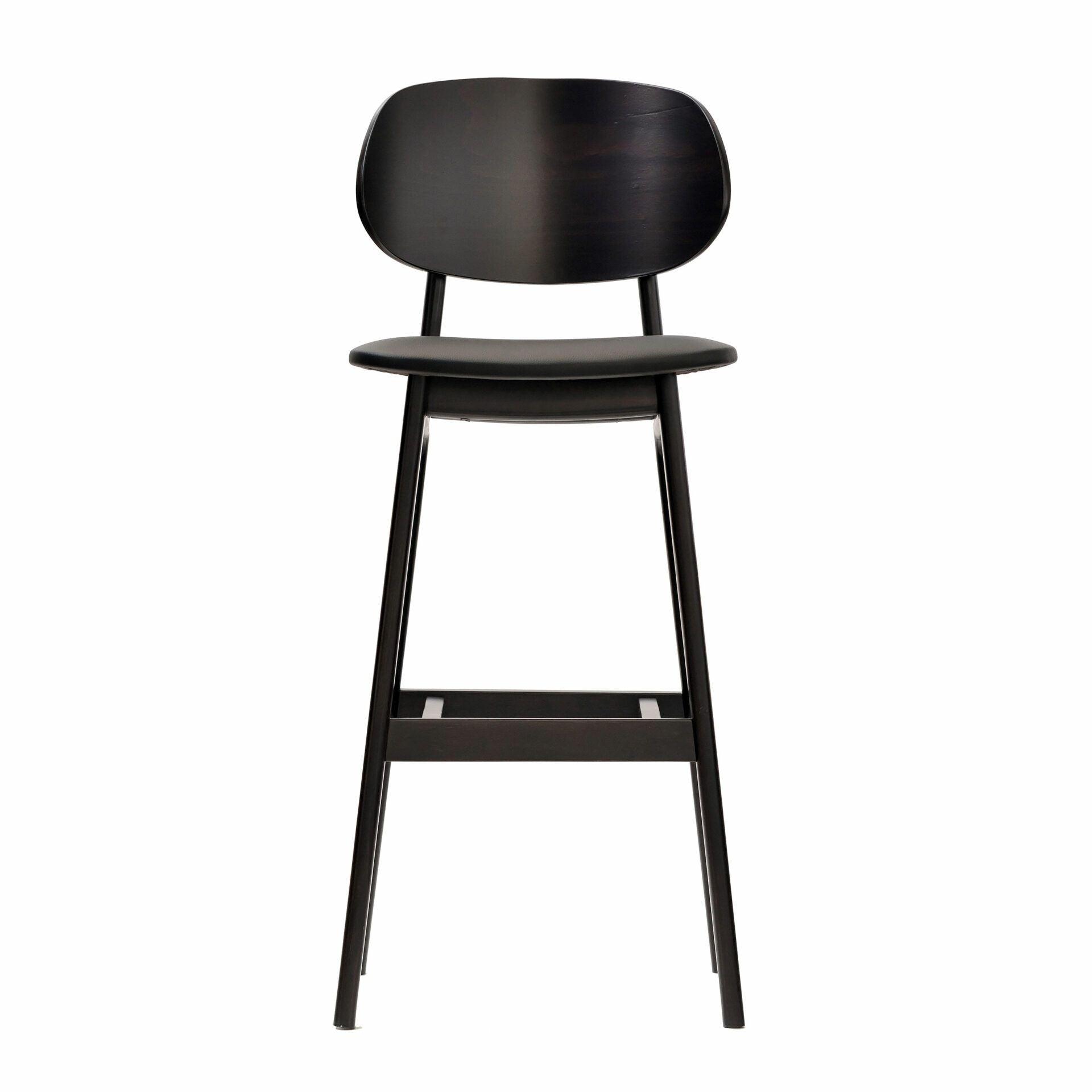 Ban Barstool - Black Dolaro Vinyl Seat - Wenge H Frame - John Cootes