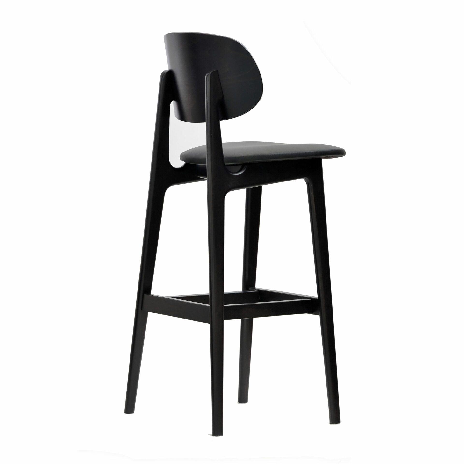 Ban Barstool - Black Dolaro Vinyl Seat - Wenge H Frame - John Cootes