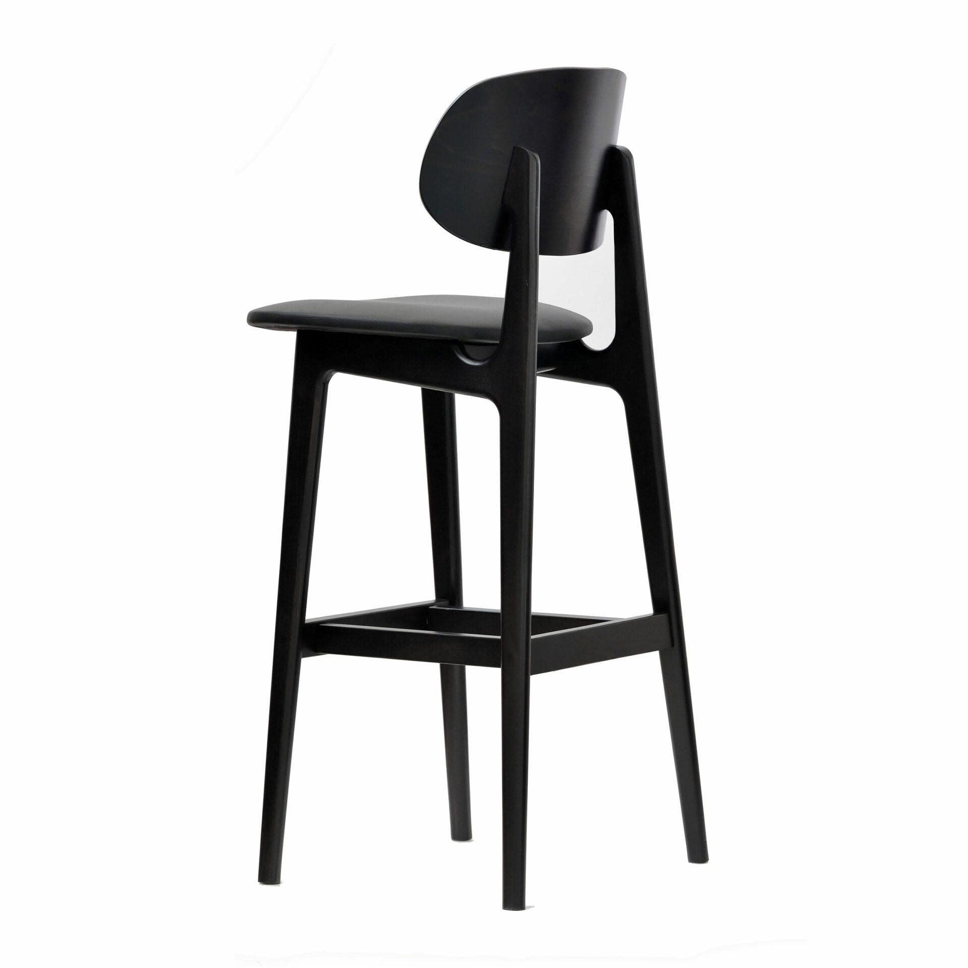 Ban Barstool - Black Dolaro Vinyl Seat - Wenge H Frame - John Cootes