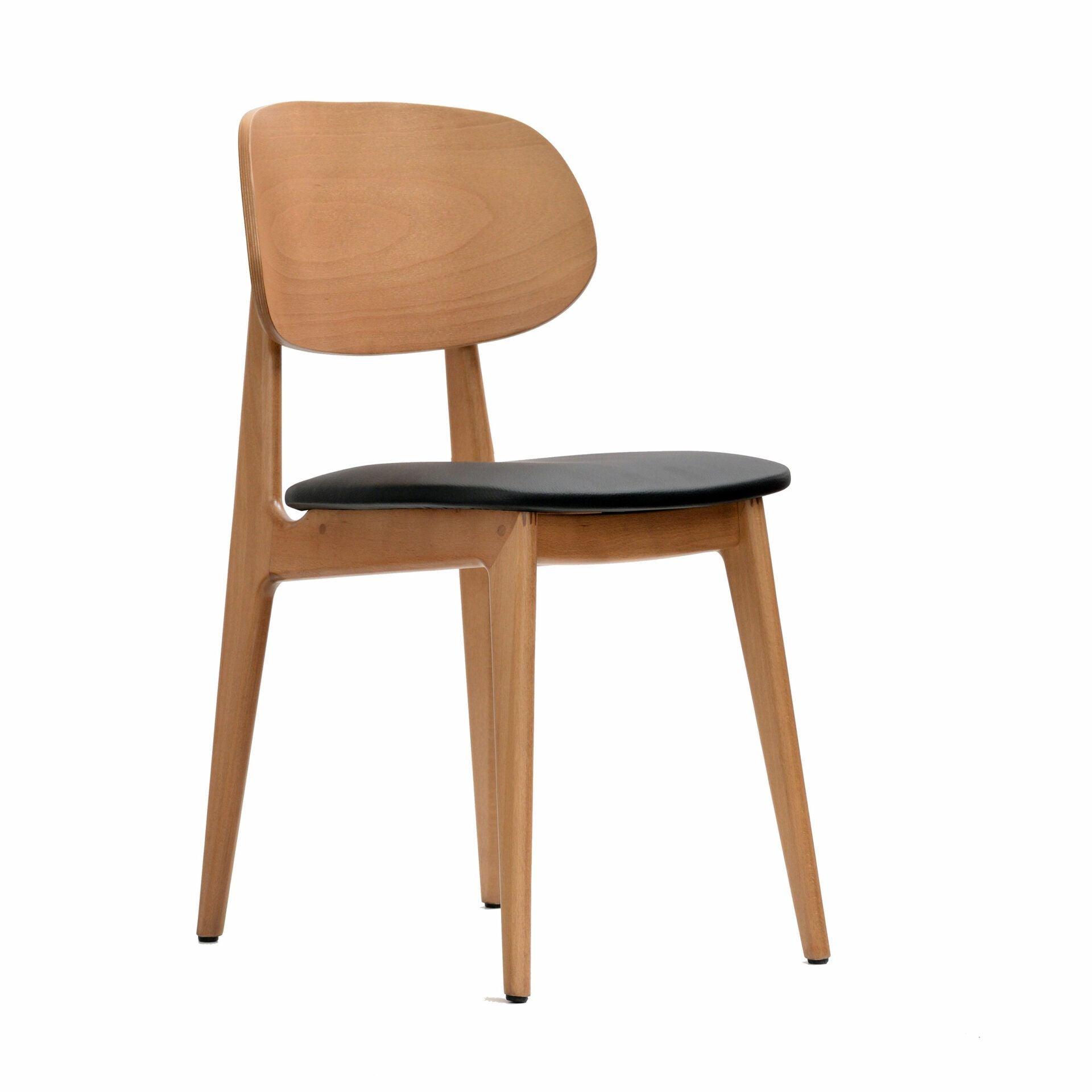 Ban Chair - Black Dolaro Vinyl Seat - Trojan Oak Frame - John Cootes