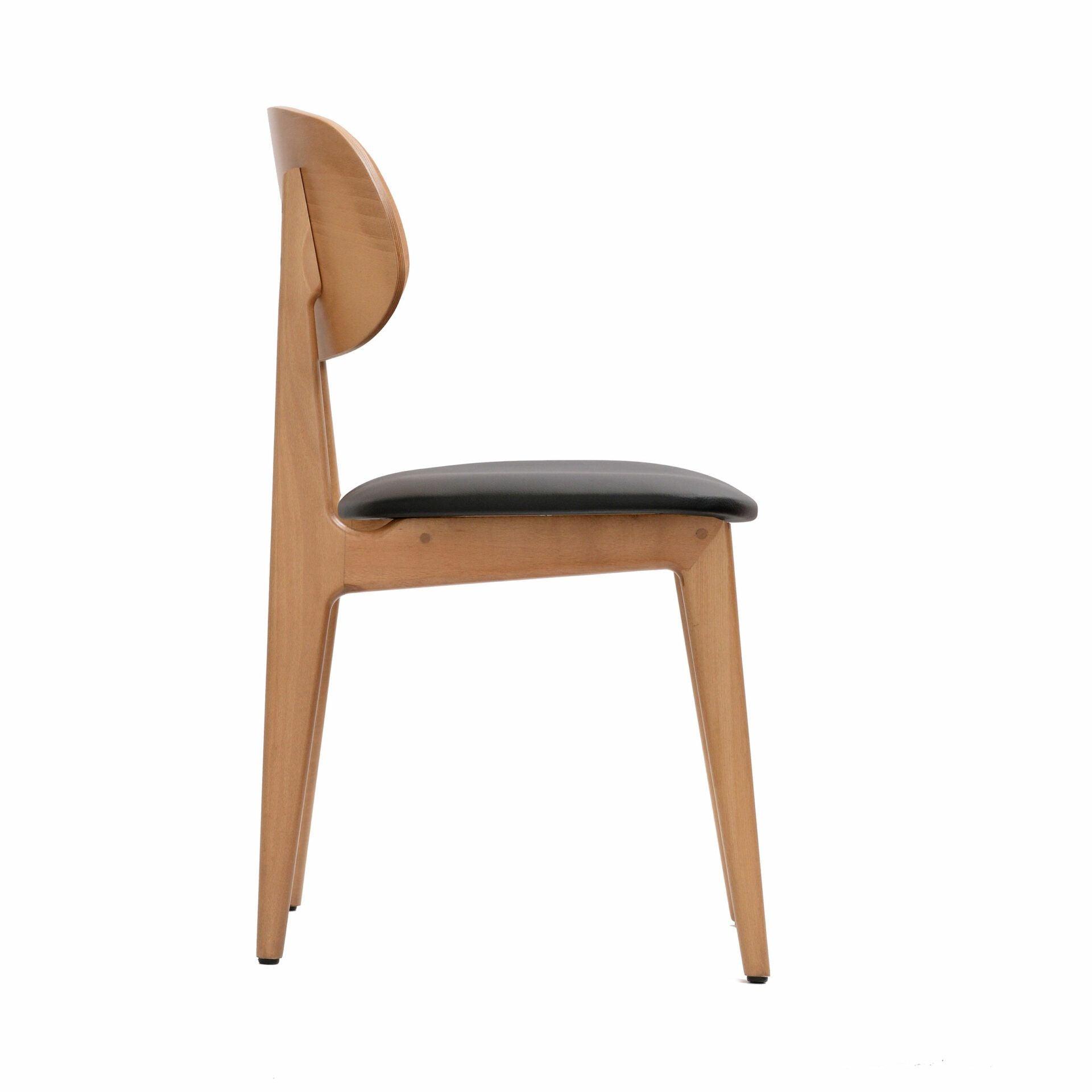 Ban Chair - Black Dolaro Vinyl Seat - Trojan Oak Frame - John Cootes