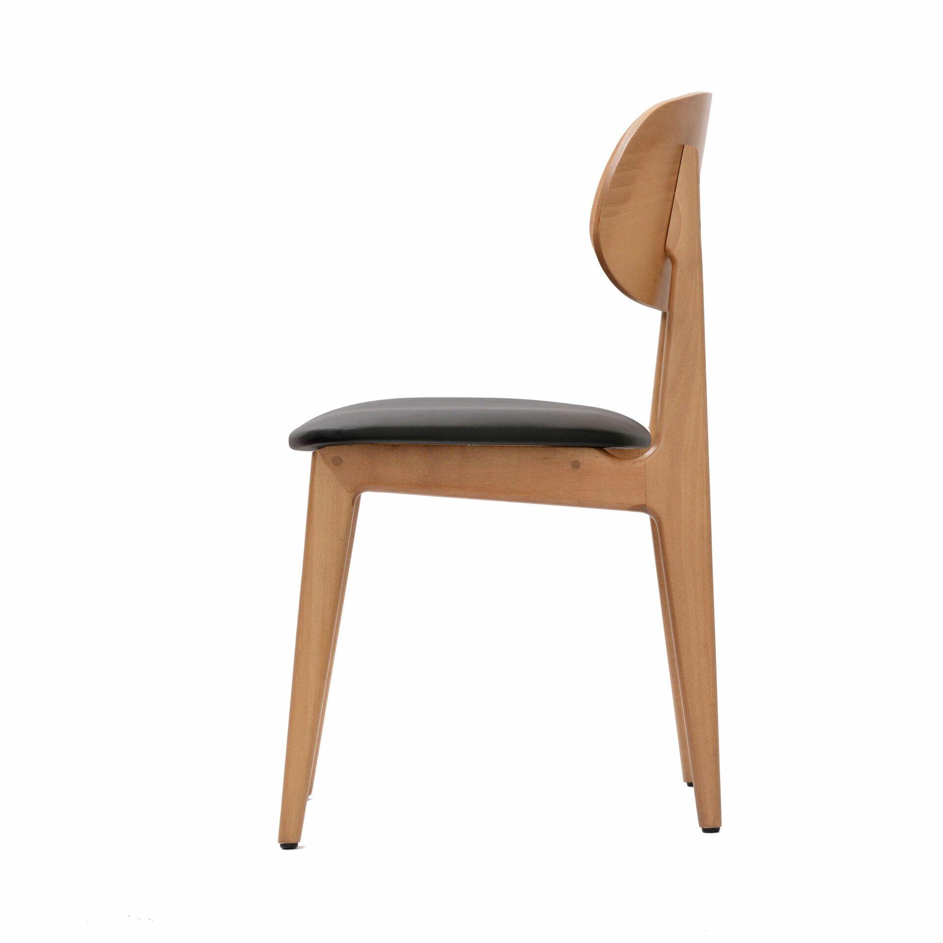 Ban Chair - Black Dolaro Vinyl Seat - Trojan Oak Frame - John Cootes