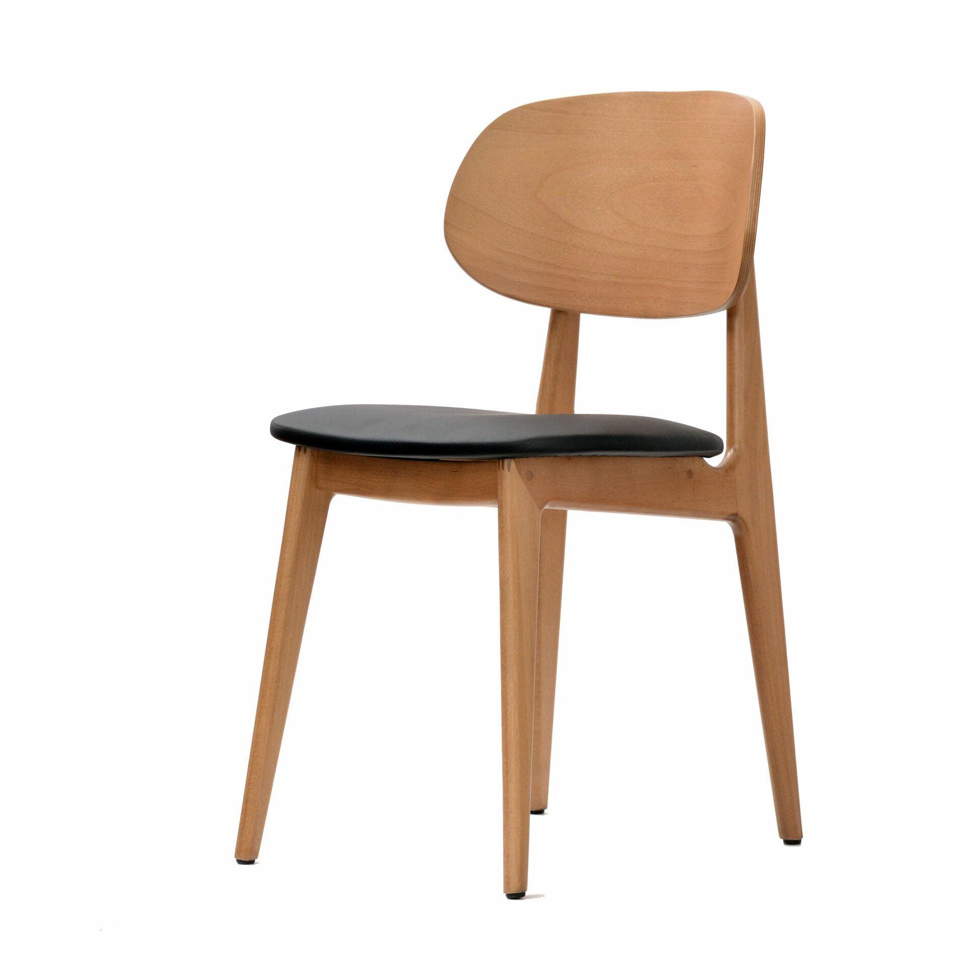 Ban Chair - Black Dolaro Vinyl Seat - Trojan Oak Frame - John Cootes