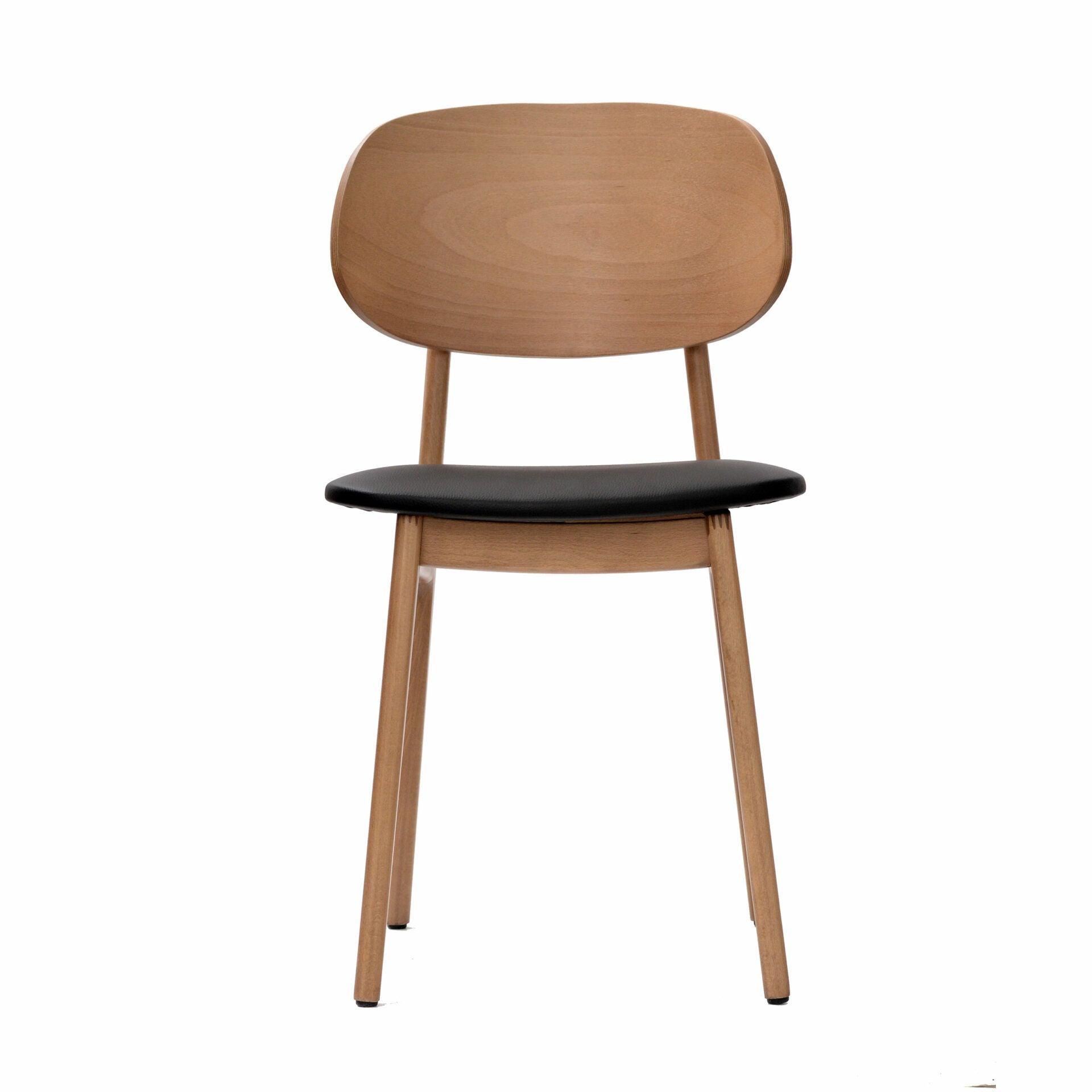 Ban Chair - Black Dolaro Vinyl Seat - Trojan Oak Frame - John Cootes