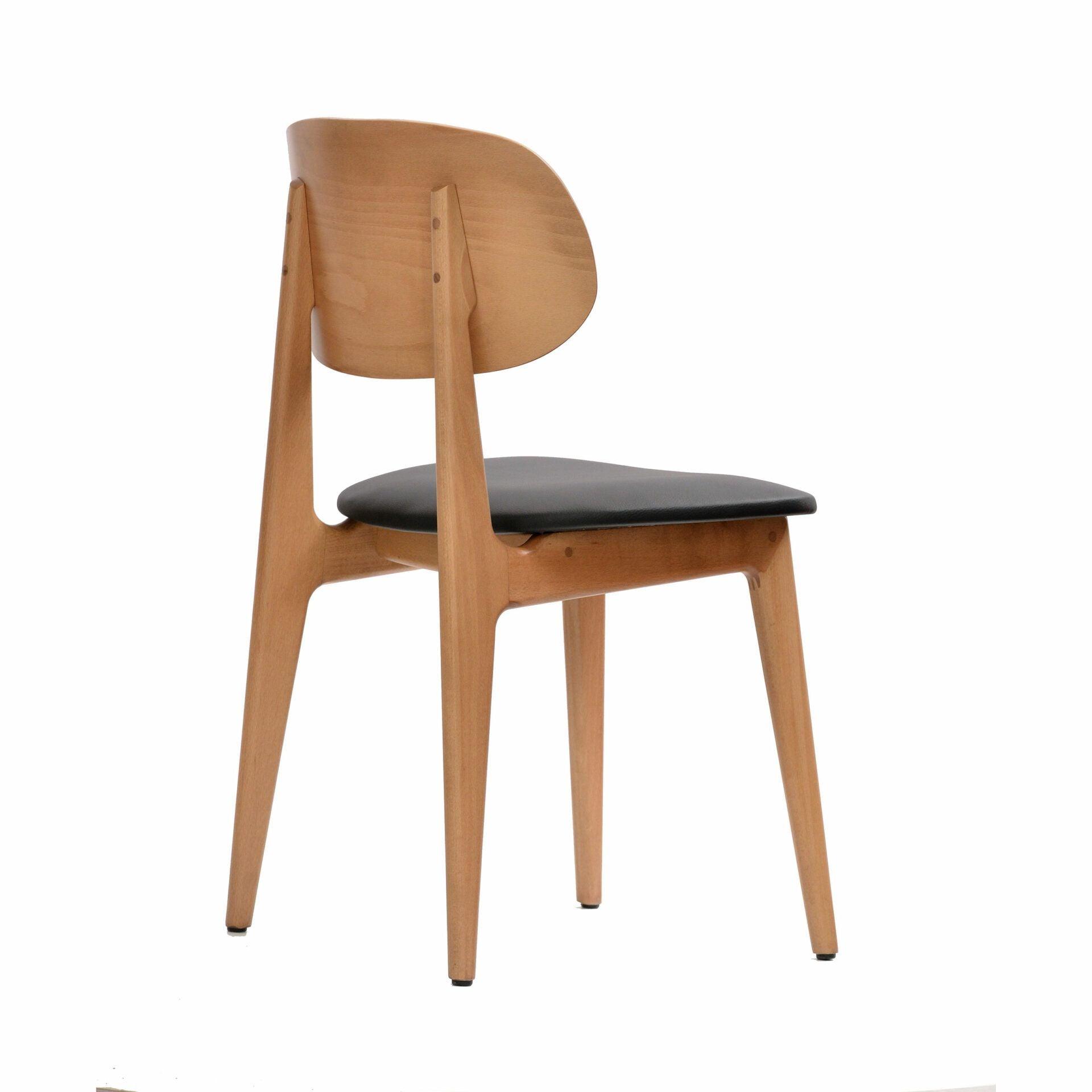 Ban Chair - Black Dolaro Vinyl Seat - Trojan Oak Frame - John Cootes