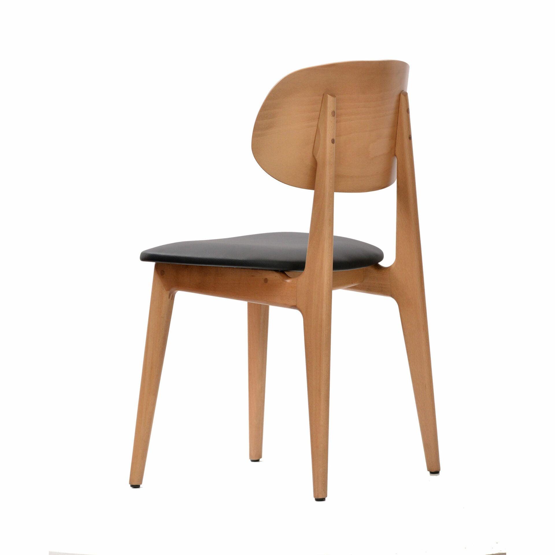 Ban Chair - Black Dolaro Vinyl Seat - Trojan Oak Frame - John Cootes